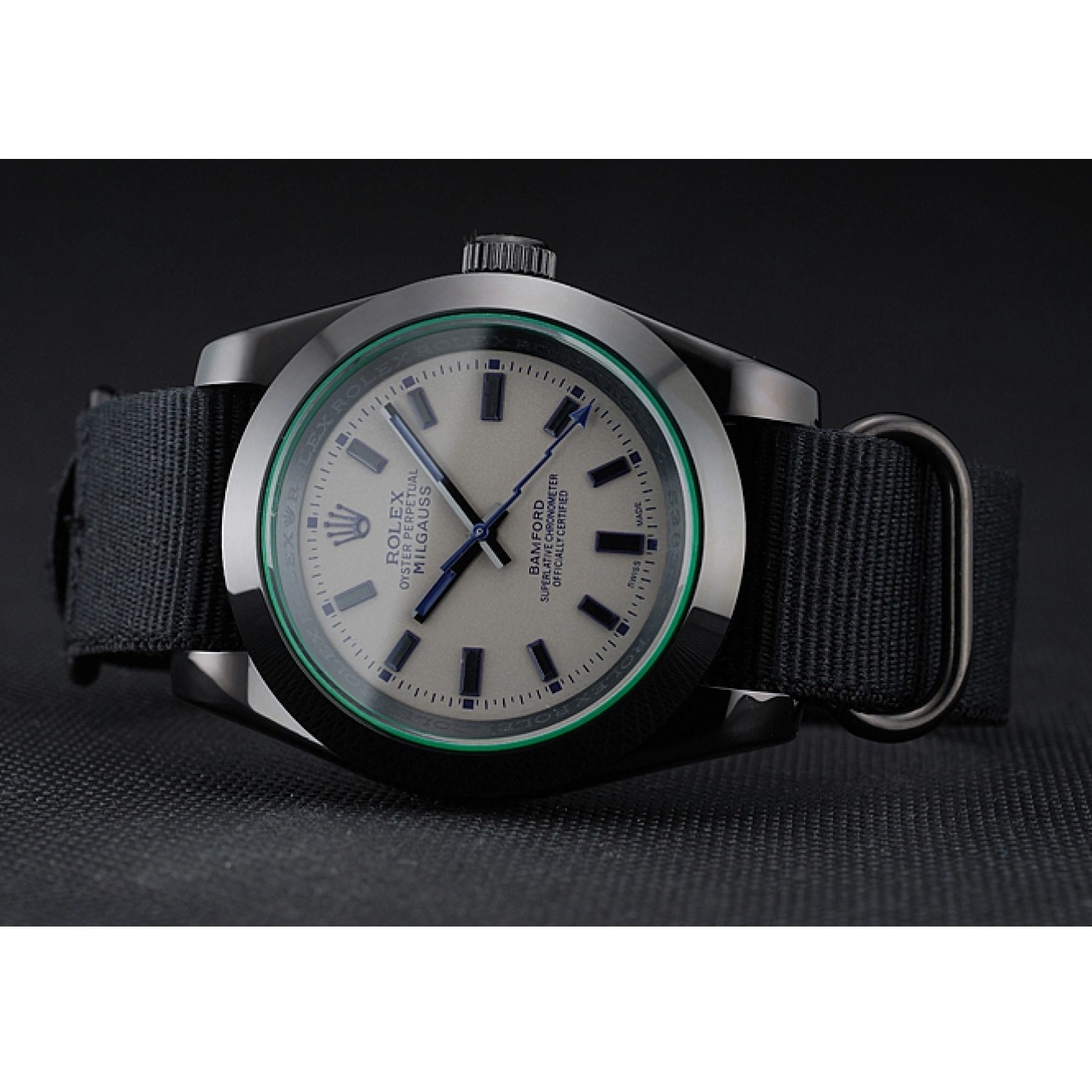 AAA replica watch Milgauss 622000 Bamford Rolex Nylon Strap Black 0815